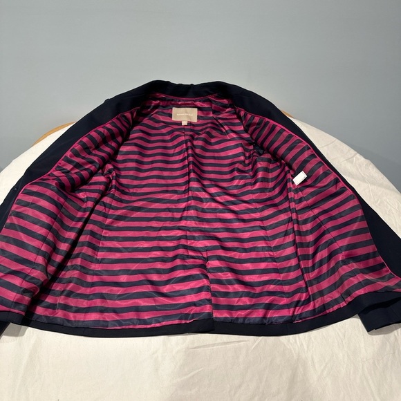 Banana Republic Women’s Tailored Blazer Jacket Size 10 Black Pink Striped Lining - Picture 3 of 7